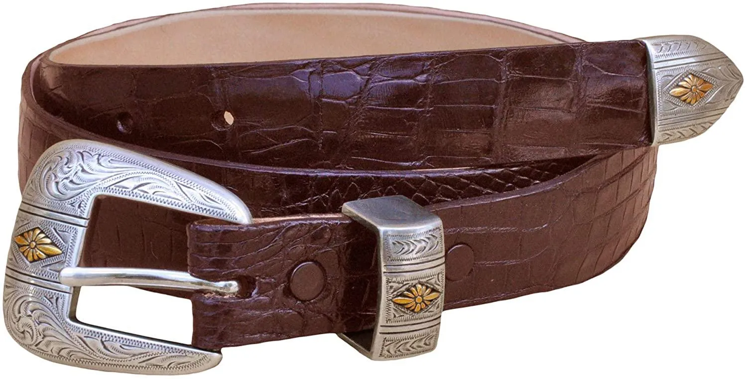 Ranger Belt - Caiman Crocodile Skin - Brown