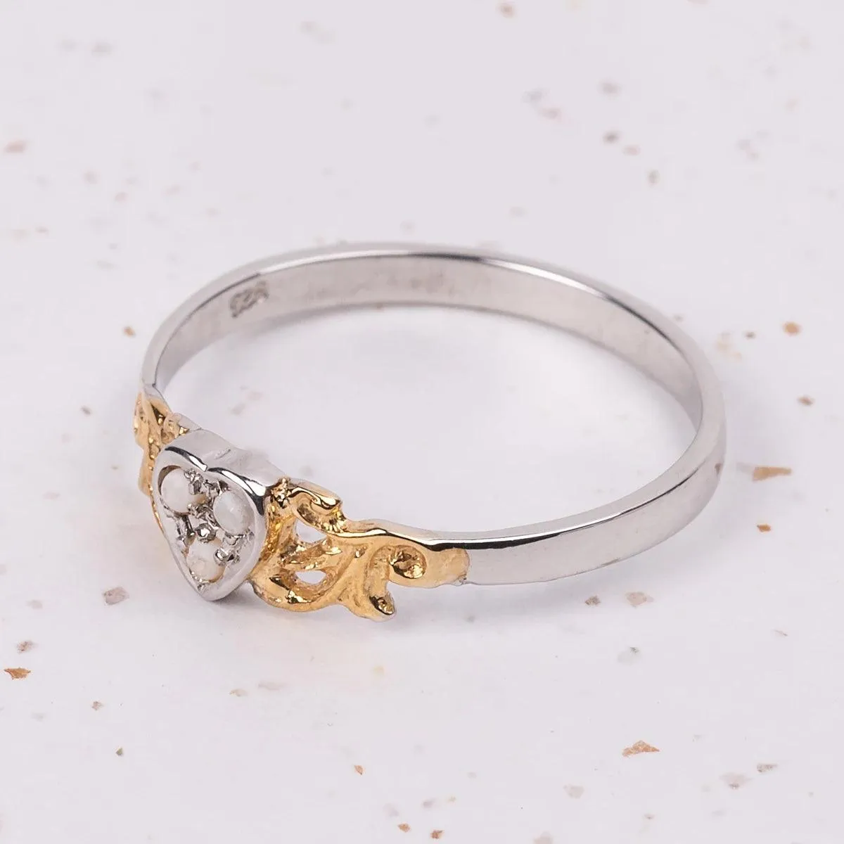 Regency Heart Ring - Silver and Freshwater Pearls