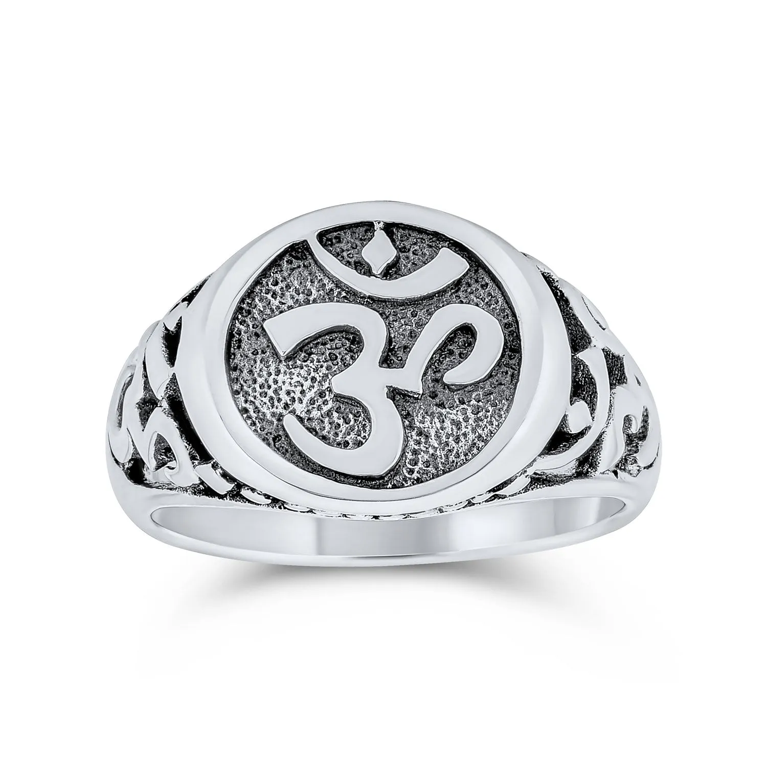 Religious Yogi Aum Om Signet Silver Ring for Men in Sterling Silver