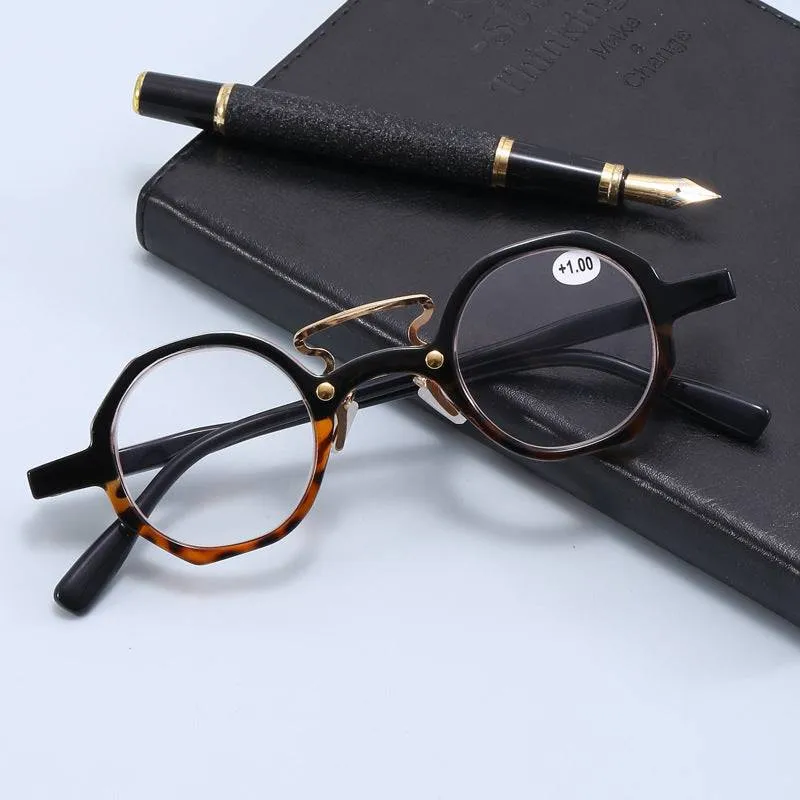 Retro Small Round Frame High Quality Spring Legs HD Reading Glasses