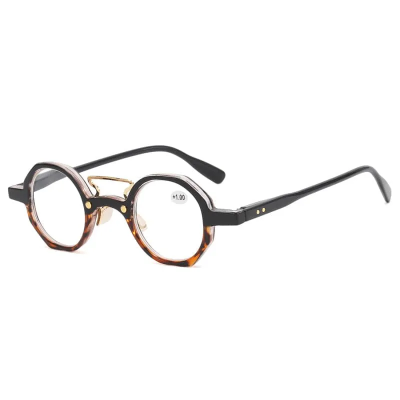 Retro Small Round Frame High Quality Spring Legs HD Reading Glasses