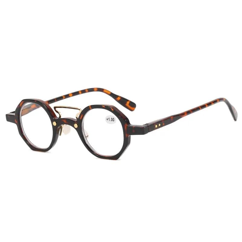 Retro Small Round Frame High Quality Spring Legs HD Reading Glasses