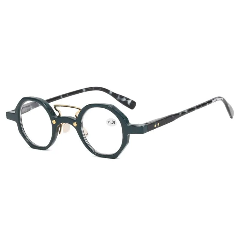 Retro Small Round Frame High Quality Spring Legs HD Reading Glasses