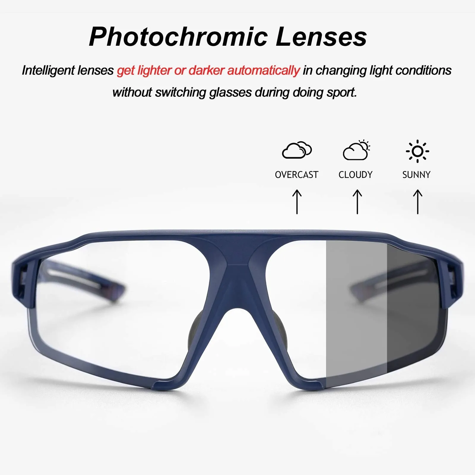 ROCKBROS Photochromic Cycling Glasses UV 400 Protection Sports Sunglasses