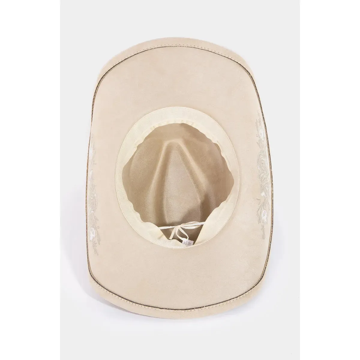 Rose Embroidered Braided Band Fedora Cowboy Hat