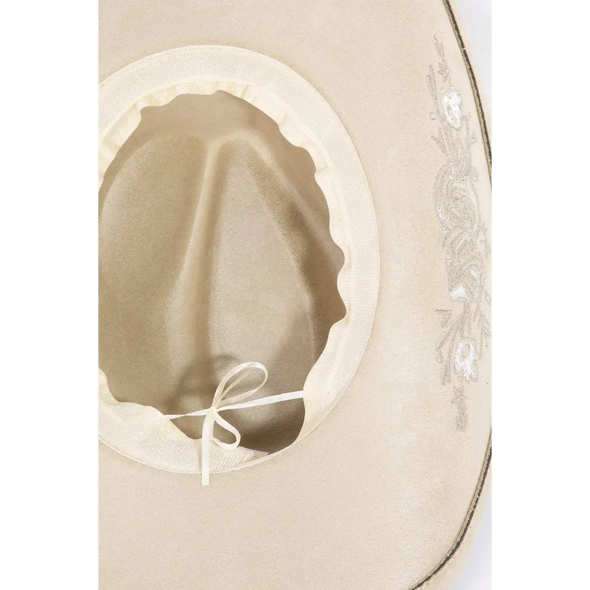 Rose Embroidered Braided Band Fedora Cowboy Hat