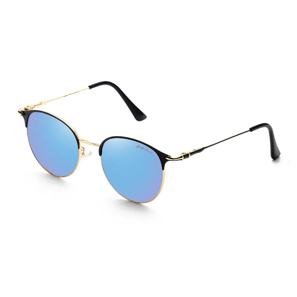 Round Black Shades Fashion Polarized Sun Glasses for Men Women 1608