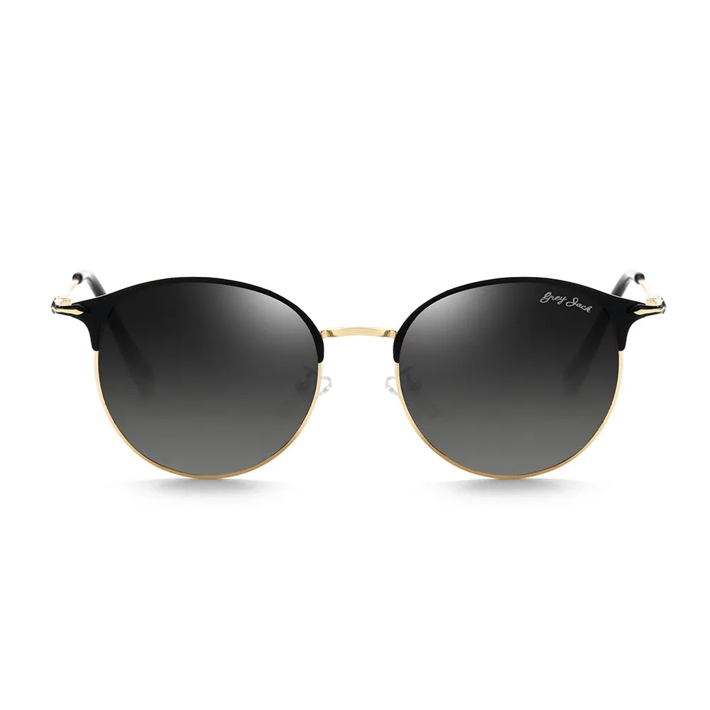 Round Black Shades Fashion Polarized Sun Glasses for Men Women 1608