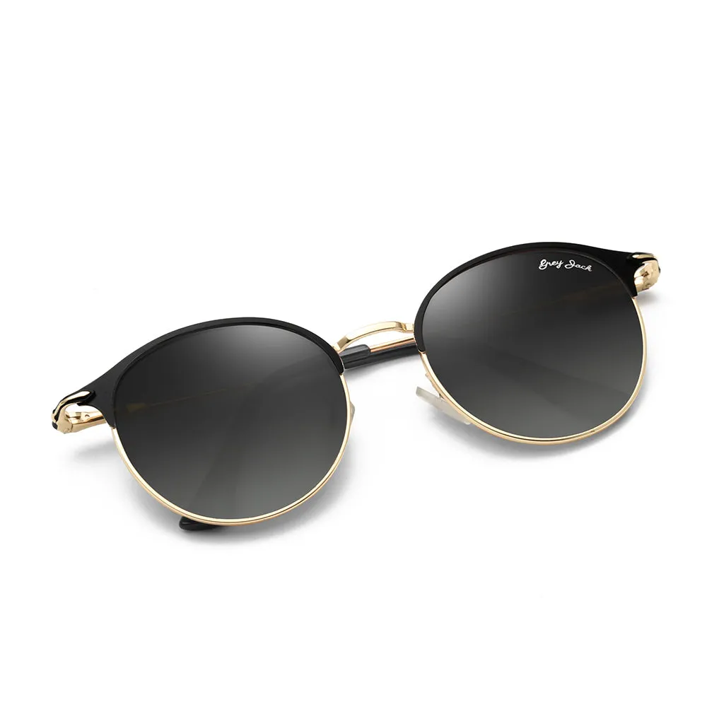 Round Black Shades Fashion Polarized Sun Glasses for Men Women 1608