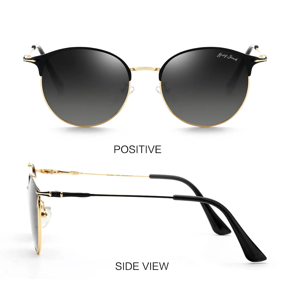 Round Black Shades Fashion Polarized Sun Glasses for Men Women 1608