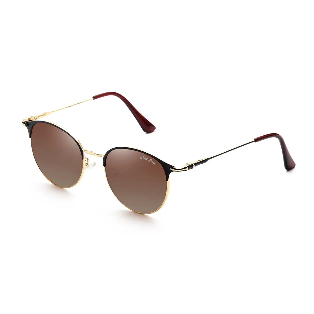 Round Black Shades Fashion Polarized Sun Glasses for Men Women 1608