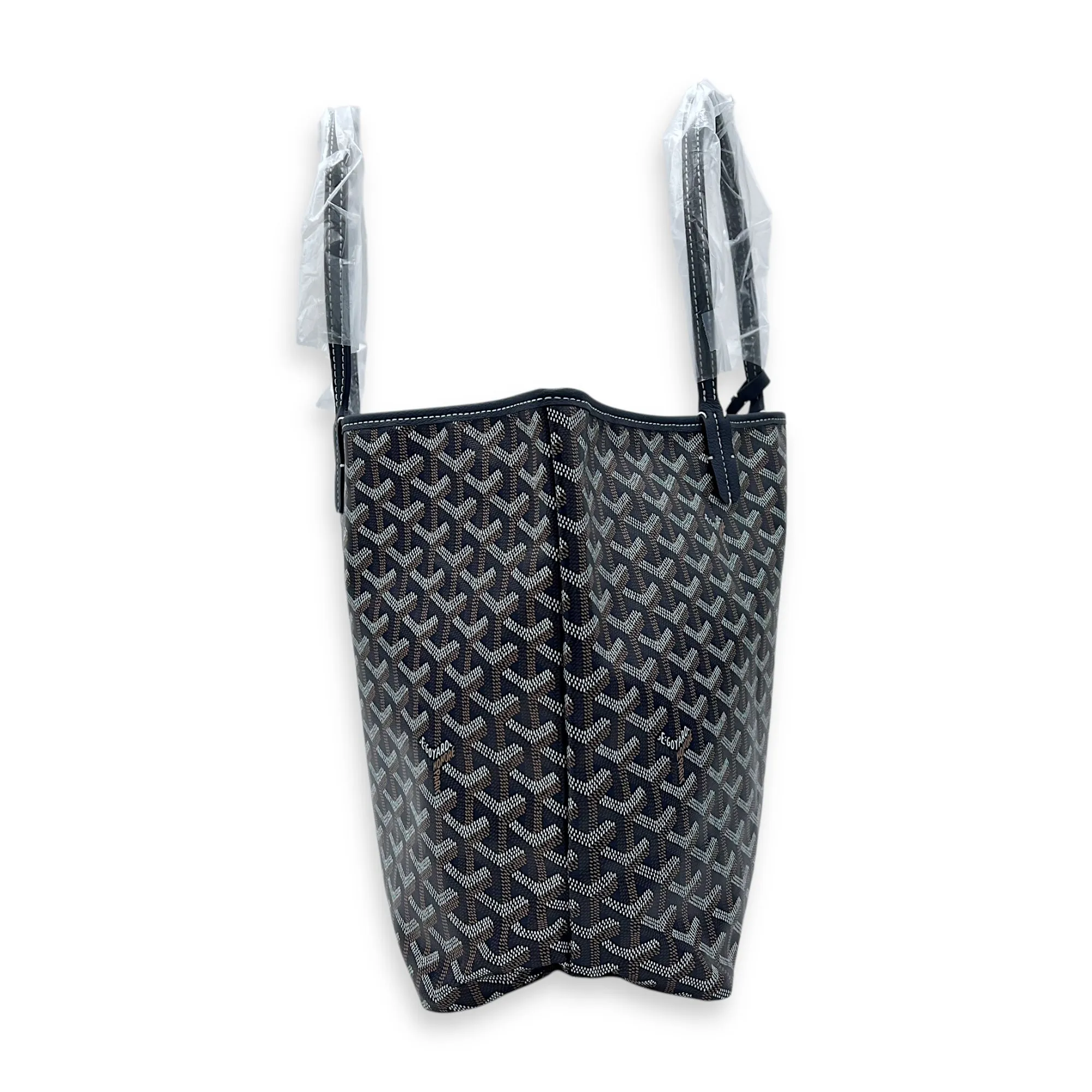 Saint Louis PM Blue Tote Bag in Coated Canvas, Silver hardware