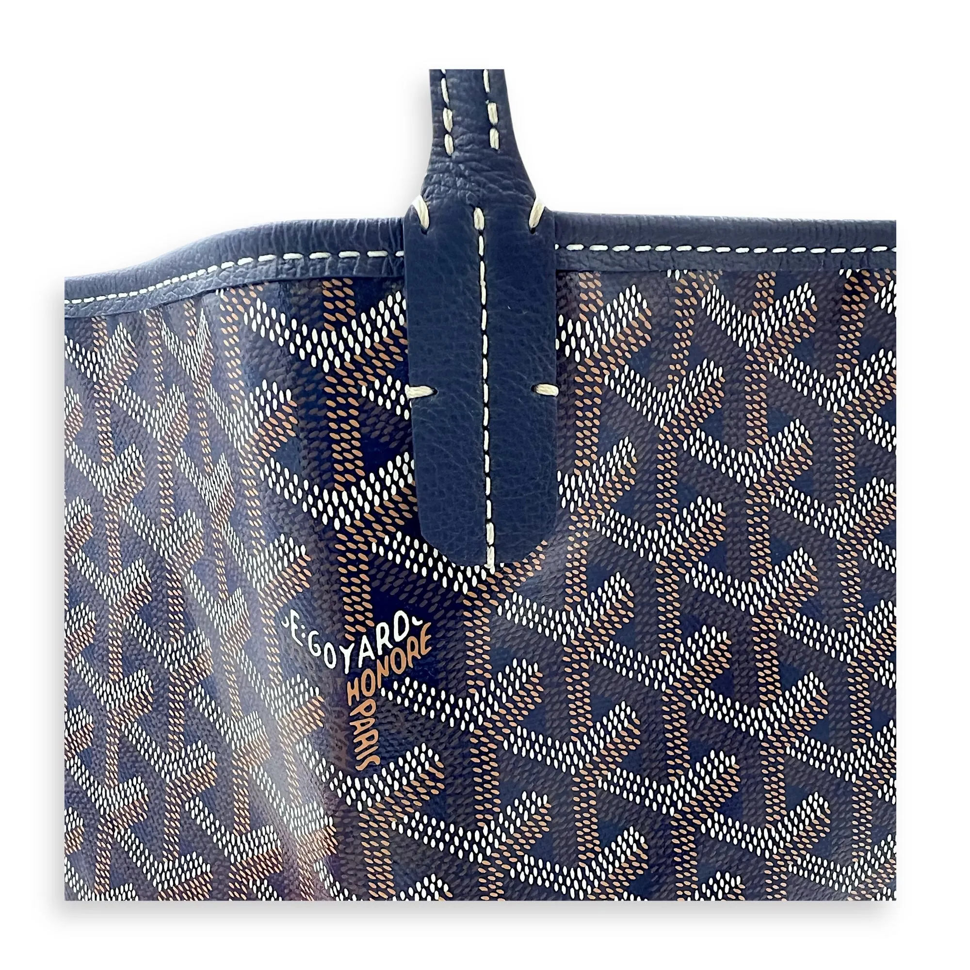 Saint Louis PM Blue Tote Bag in Coated Canvas, Silver hardware