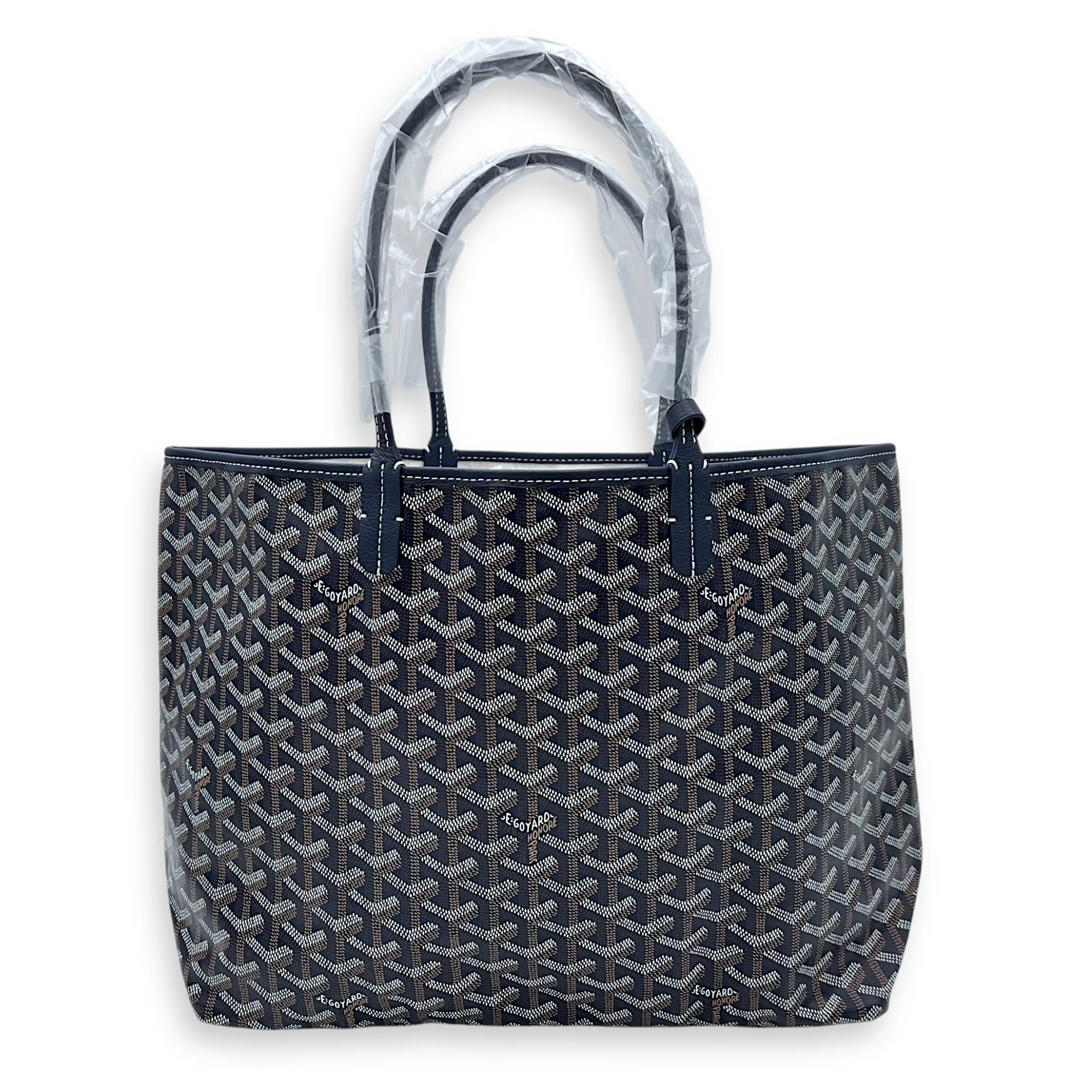 Saint Louis PM Blue Tote Bag in Coated Canvas, Silver hardware