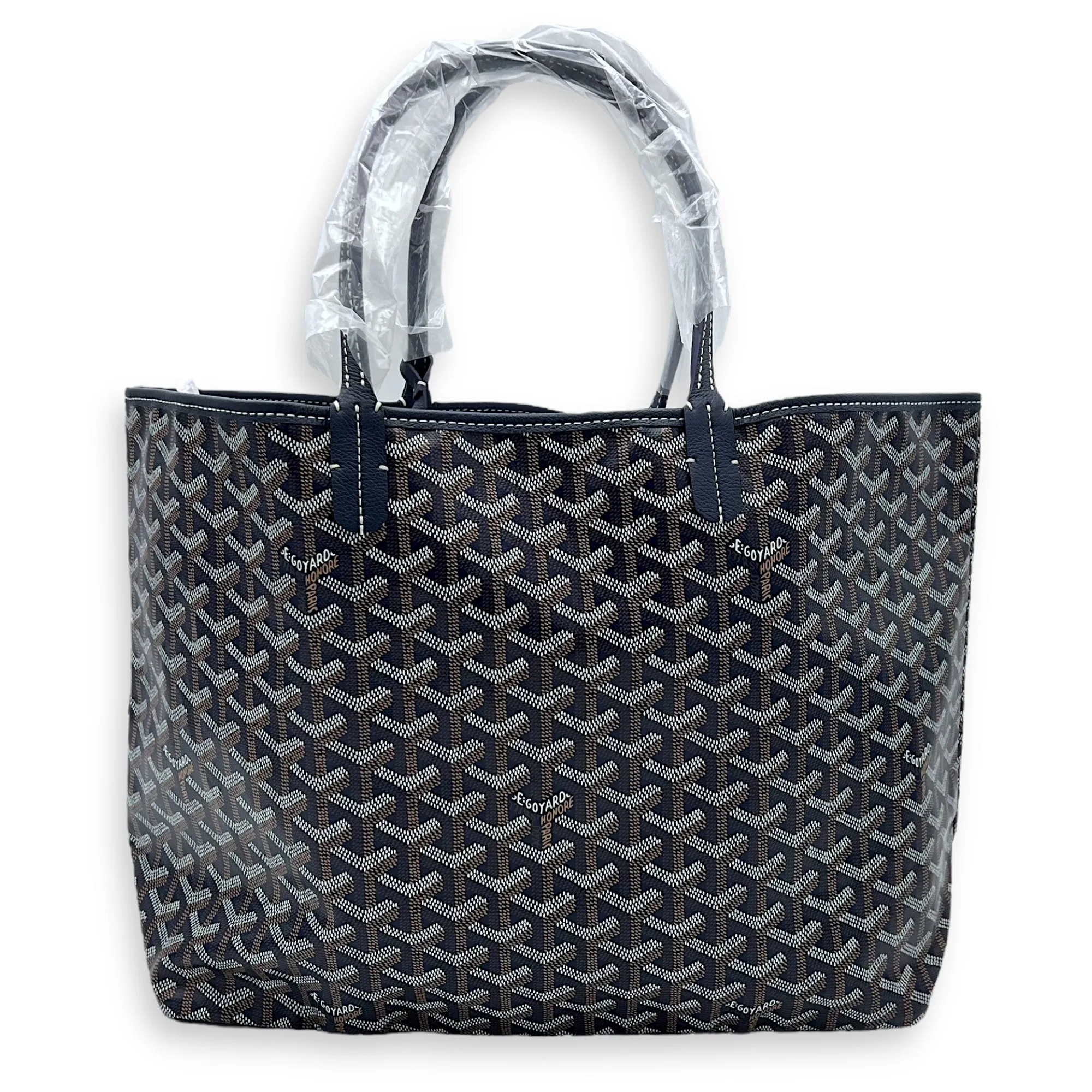 Saint Louis PM Blue Tote Bag in Coated Canvas, Silver hardware