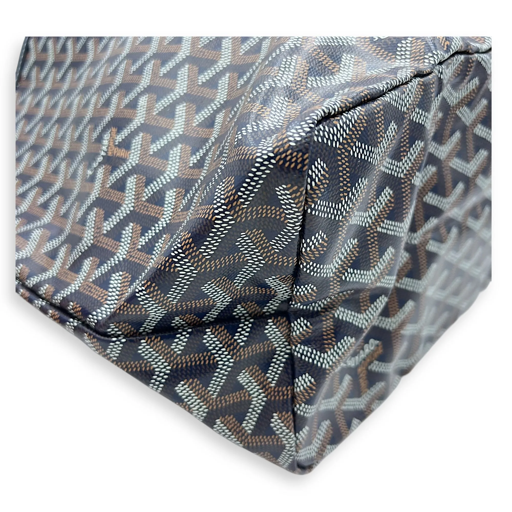 Saint Louis PM Blue Tote Bag in Coated Canvas, Silver hardware