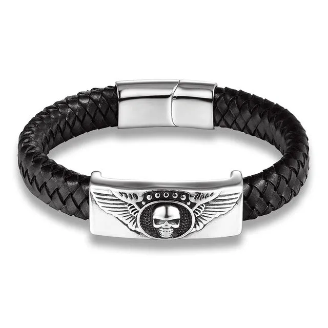 Skull leather bracelet