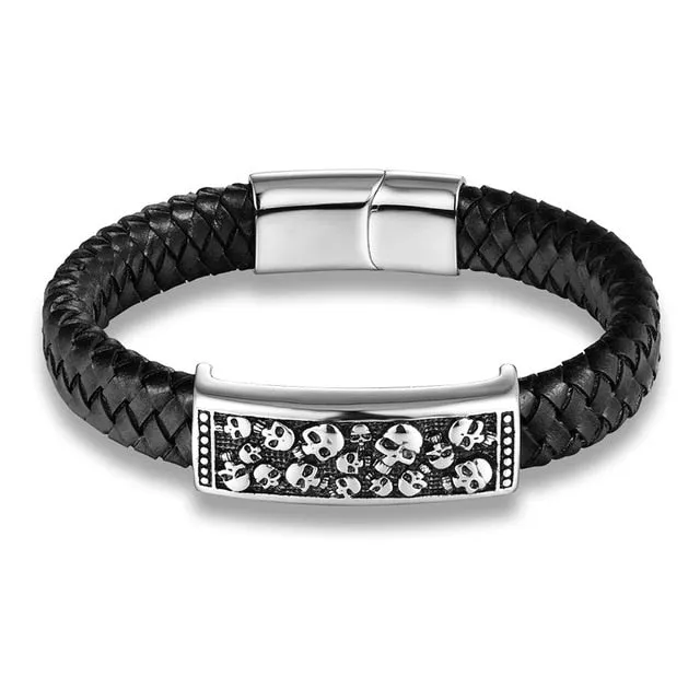 Skull leather bracelet