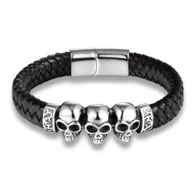Skull leather bracelet