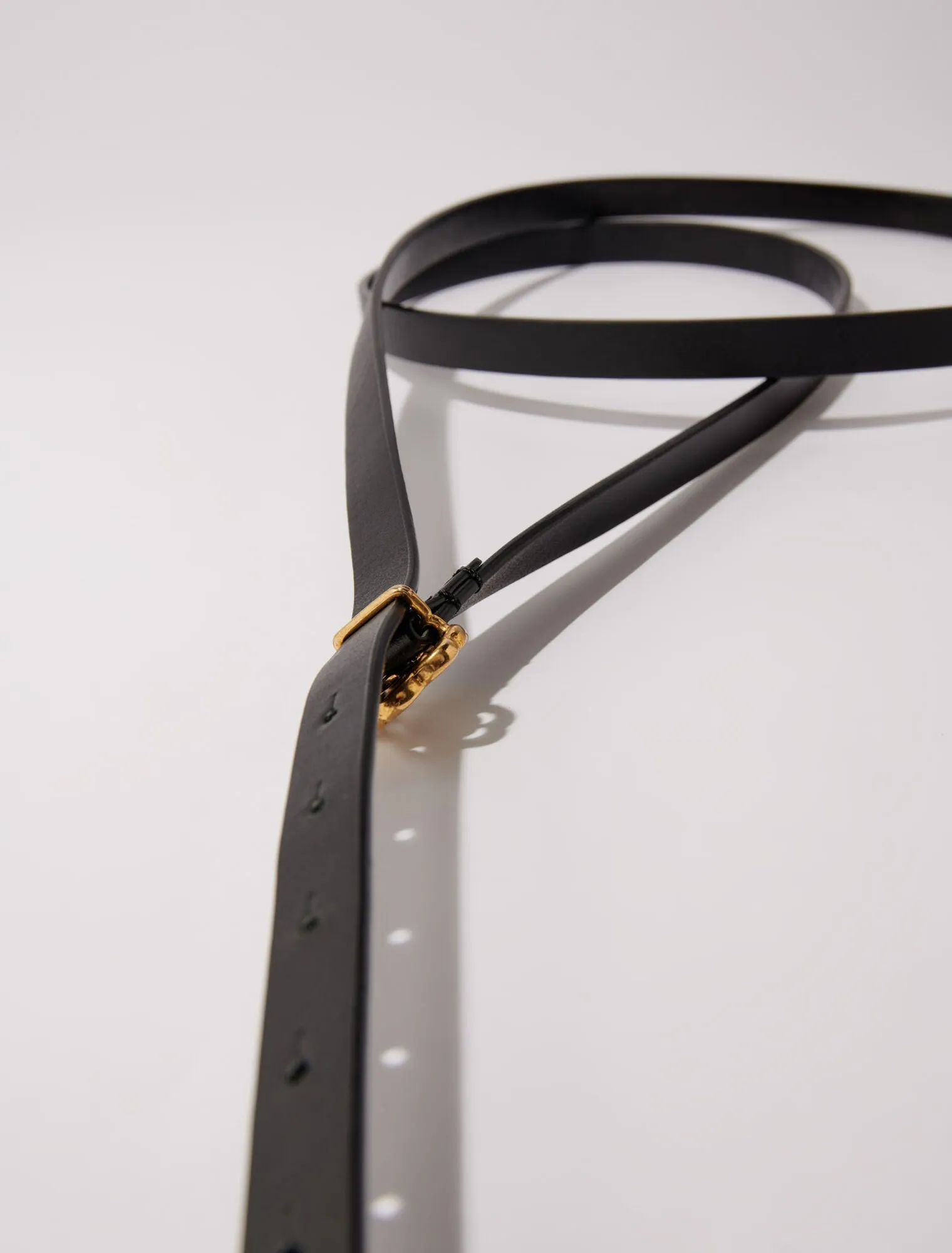Slim double leather belt