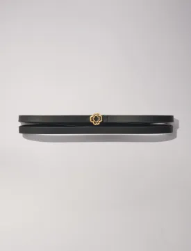 Slim double leather belt