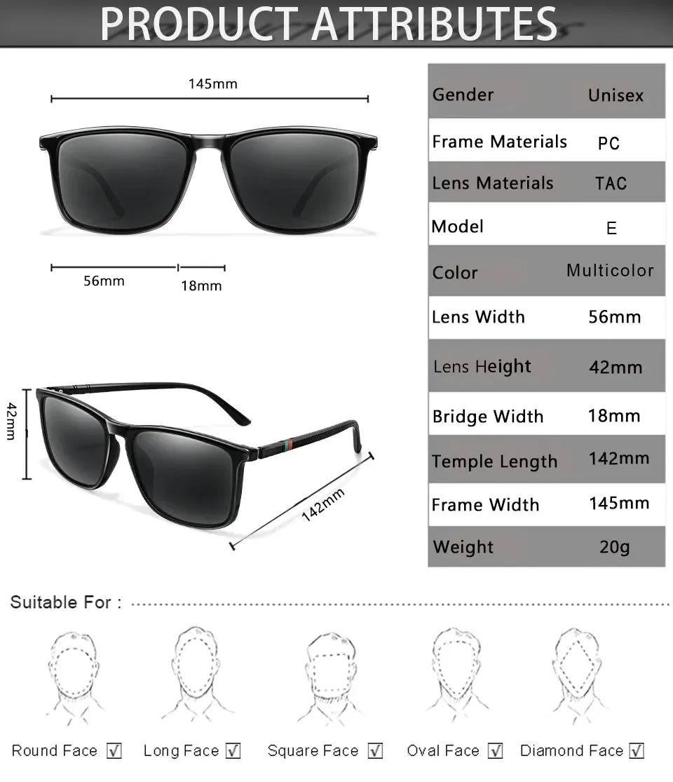 Square Vintage Polarized Men's Sunglasses