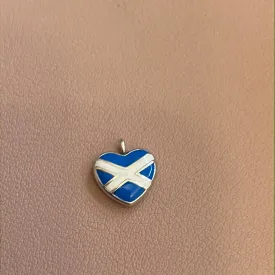 Sterling Silver Scotland Enamel Heart Travel Pendant Charm