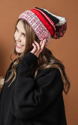 Stripe Knit Pom Pom Beanie