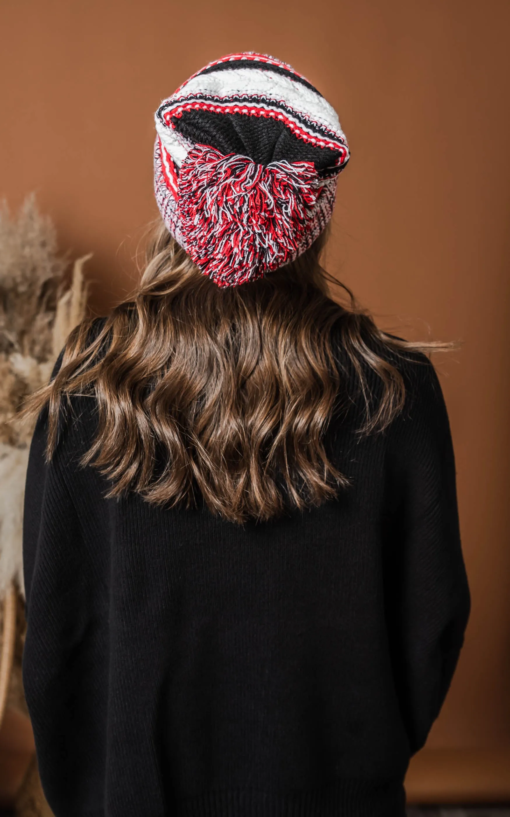 Stripe Knit Pom Pom Beanie