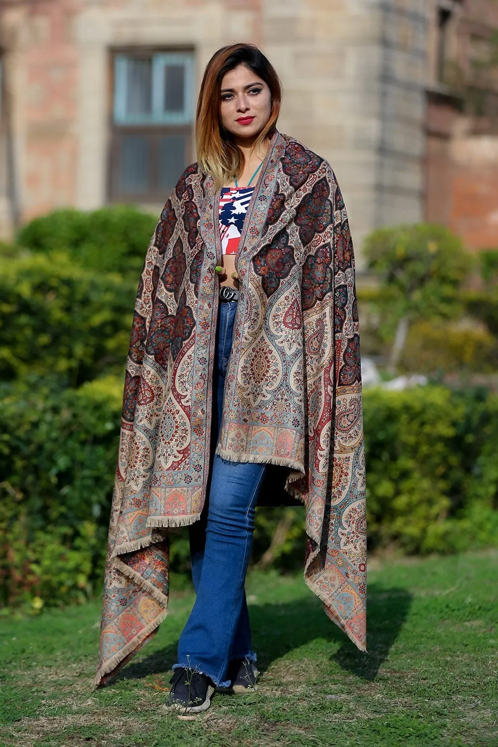 Stylish Black Colour Designer Shawl With Beautifully Highlighted pattern A Sure to Give You Warm Look.