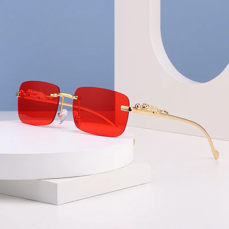 Sunglasses sun Shades Cheetah Decorative Personality Rimless Color Men's and Women's Retro Square Frame Metal unisex