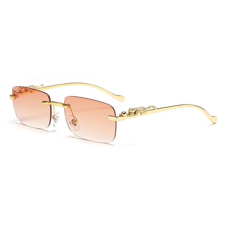 Sunglasses sun Shades Cheetah Decorative Personality Rimless Color Men's and Women's Retro Square Frame Metal unisex