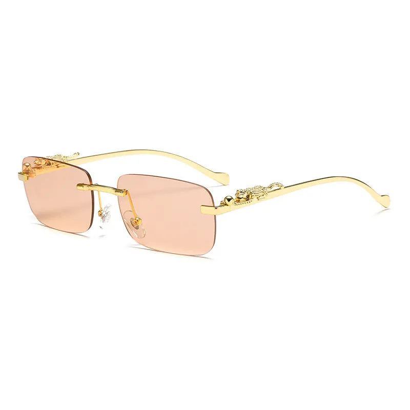 Sunglasses sun Shades Cheetah Decorative Personality Rimless Color Men's and Women's Retro Square Frame Metal unisex