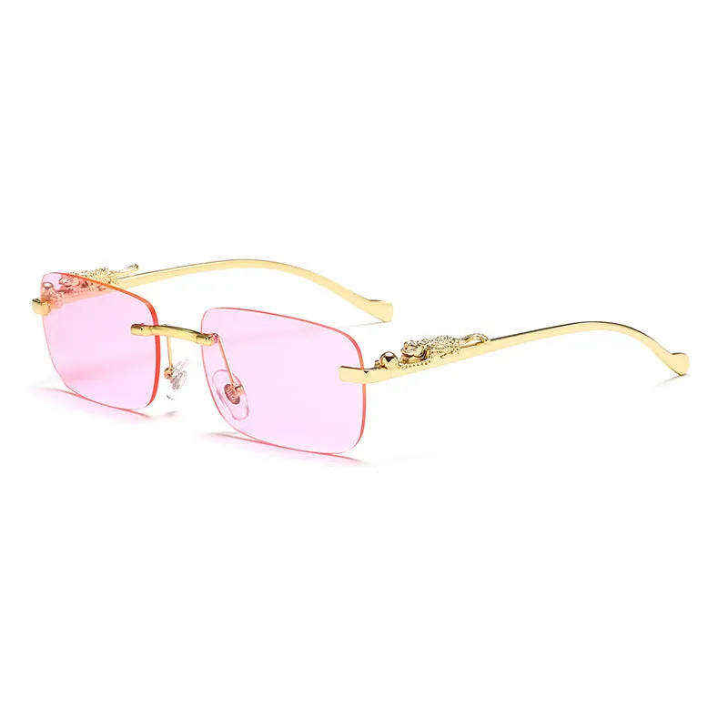 Sunglasses sun Shades Cheetah Decorative Personality Rimless Color Men's and Women's Retro Square Frame Metal unisex
