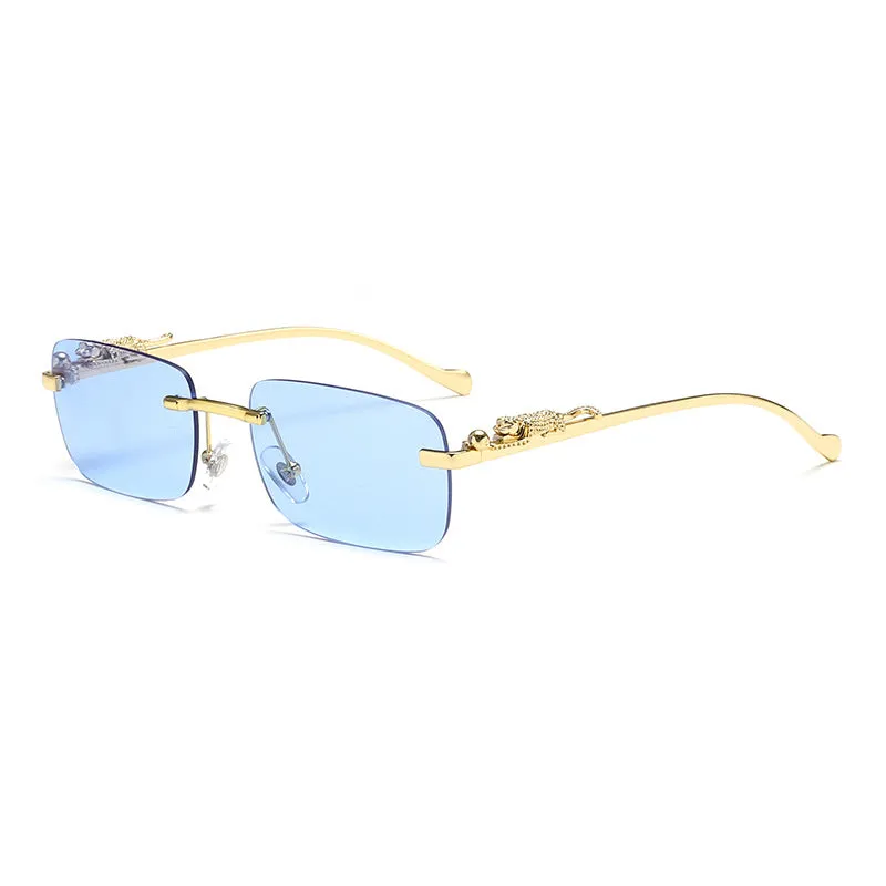 Sunglasses sun Shades Cheetah Decorative Personality Rimless Color Men's and Women's Retro Square Frame Metal unisex