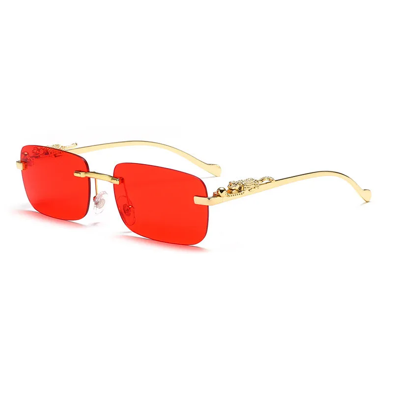 Sunglasses sun Shades Cheetah Decorative Personality Rimless Color Men's and Women's Retro Square Frame Metal unisex