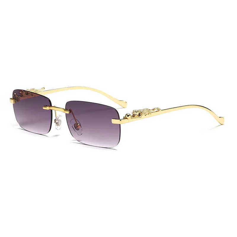 Sunglasses sun Shades Cheetah Decorative Personality Rimless Color Men's and Women's Retro Square Frame Metal unisex