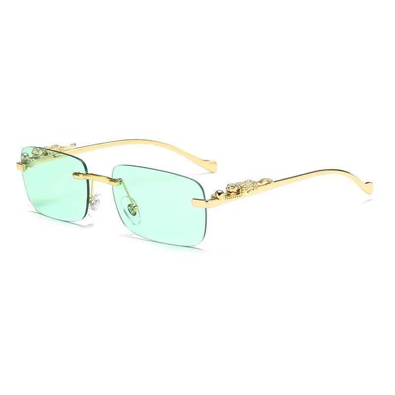 Sunglasses sun Shades Cheetah Decorative Personality Rimless Color Men's and Women's Retro Square Frame Metal unisex