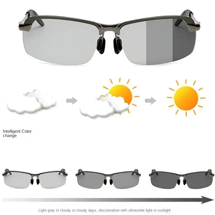 Sunglasses sun Shades Color Changing Polarized Driver Night Vision Men's Outdoor Cycling Day and Night Dual Use Driving unisex