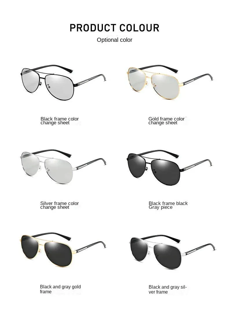 Sunglasses sun Shades Double Beam Intelligent Color Changing Polarized UV Proof unisex