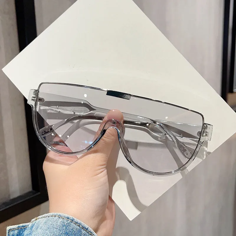 Sunglasses sun Shades Fashion Lower Semi Rimless Brown One Piece Retro Mask for a Slim Look Tide unisex
