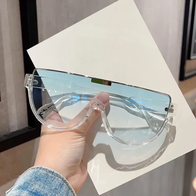 Sunglasses sun Shades Fashion Lower Semi Rimless Brown One Piece Retro Mask for a Slim Look Tide unisex
