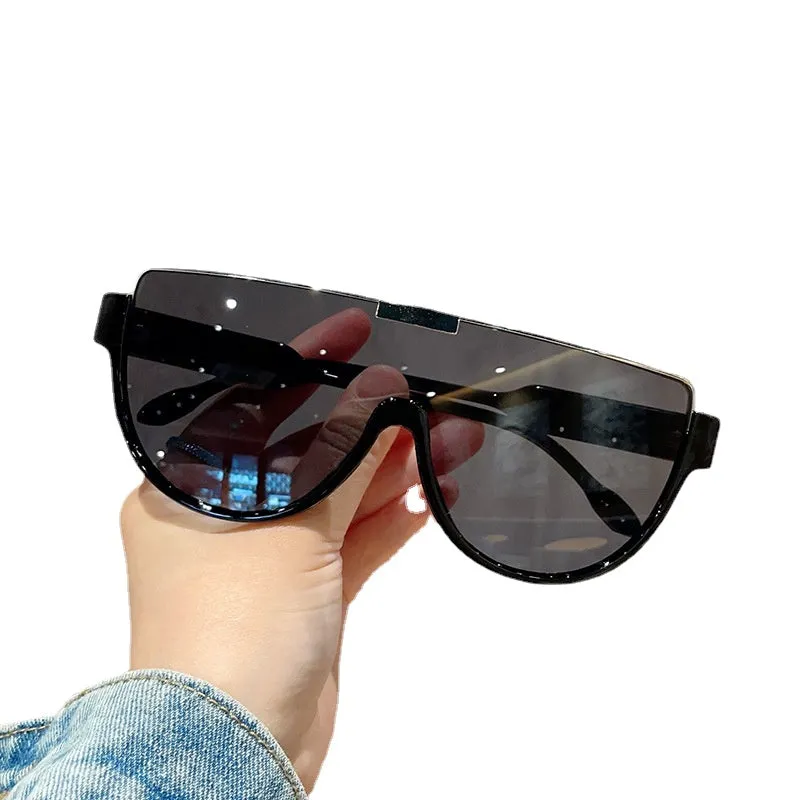 Sunglasses sun Shades Fashion Lower Semi Rimless Brown One Piece Retro Mask for a Slim Look Tide unisex