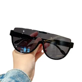Sunglasses sun Shades Fashion Lower Semi Rimless Brown One Piece Retro Mask for a Slim Look Tide unisex