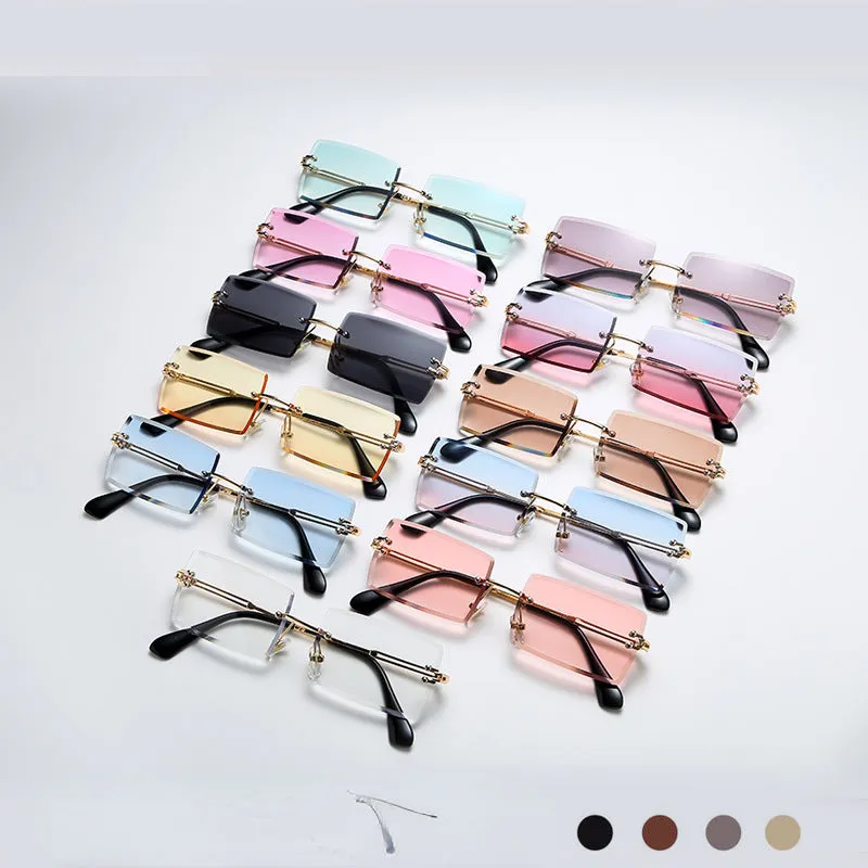 Sunglasses sun Shades Frameless Trimming Square Gradient Color Marine Clip Fashion Street Shooting Trendy unisex