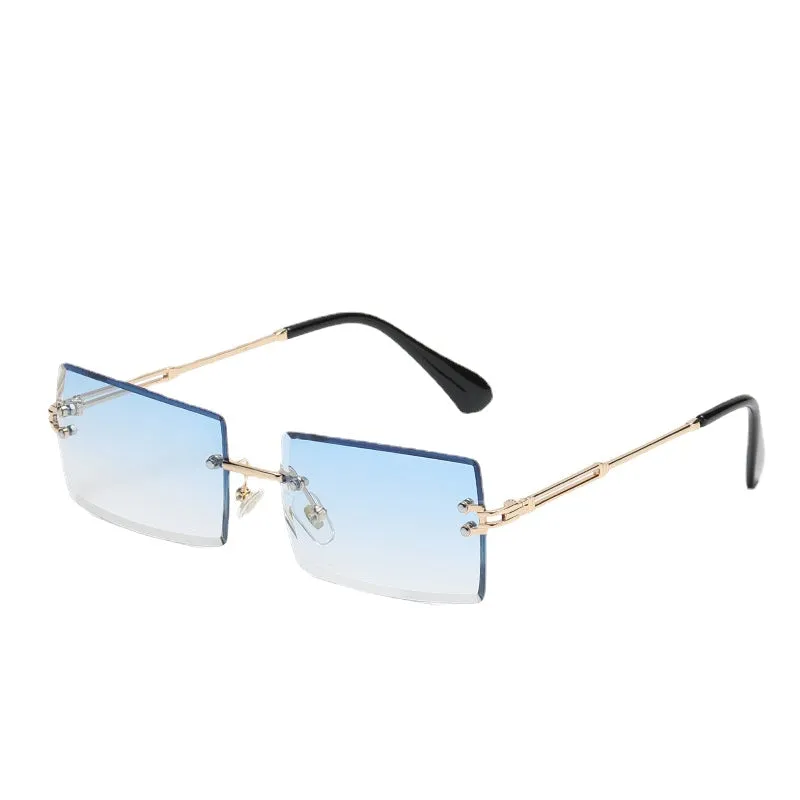 Sunglasses sun Shades Frameless Trimming Square Gradient Color Marine Clip Fashion Street Shooting Trendy unisex