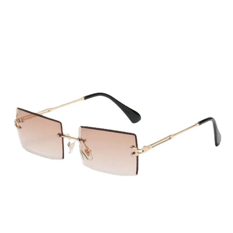Sunglasses sun Shades Frameless Trimming Square Gradient Color Marine Clip Fashion Street Shooting Trendy unisex