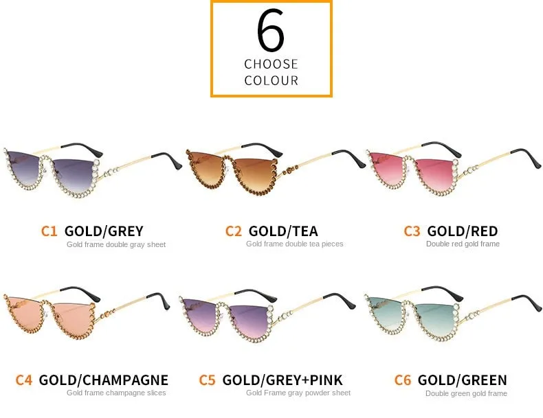 Sunglasses sun Shades Gorgeous Diamond Fashion Metal Color Half Frame Personalized unisex