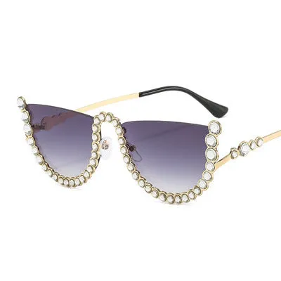 Sunglasses sun Shades Gorgeous Diamond Fashion Metal Color Half Frame Personalized unisex