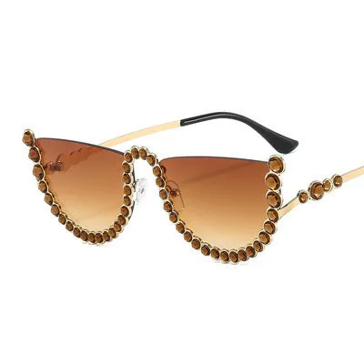 Sunglasses sun Shades Gorgeous Diamond Fashion Metal Color Half Frame Personalized unisex